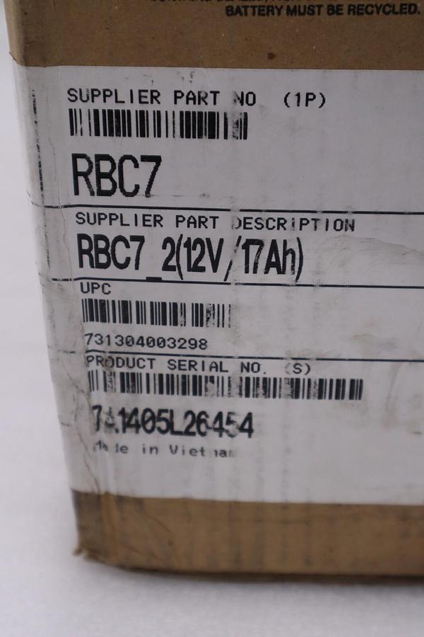 NEW SCHNEIDER ELECTRIC APC RBC7 NON-SPILLABLE BATTERY 17AH 12 VAC STOCK H68