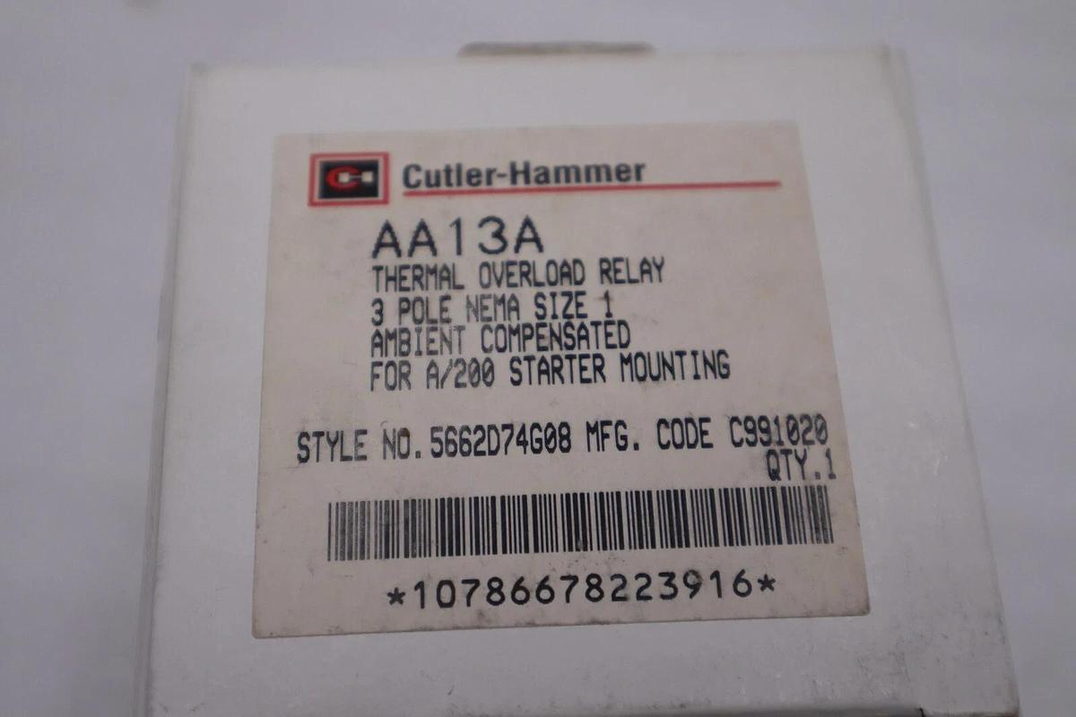 NEW OPEN BOX CUTLER HAMMER AA13A THERMAL OVERLOAD RELAY STOCK G423A