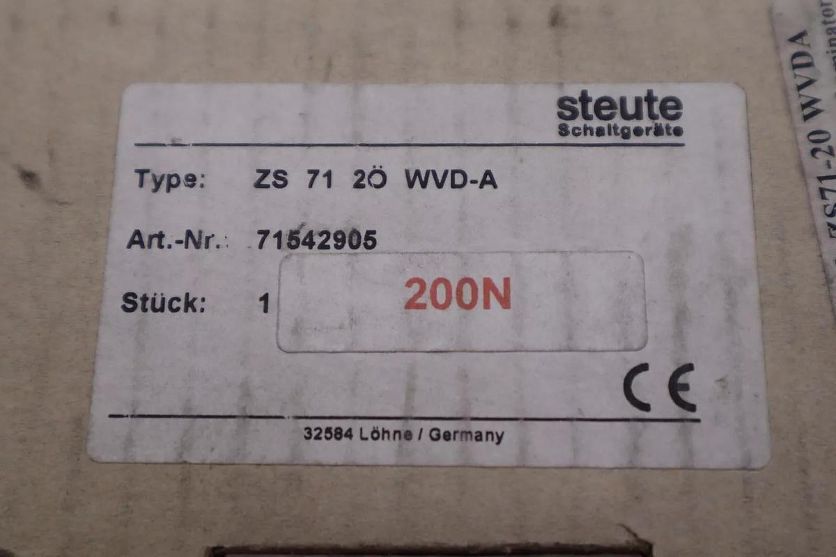 STEUTE ZS71-20WVDA SAFETY SWITCH STOCK #116-A