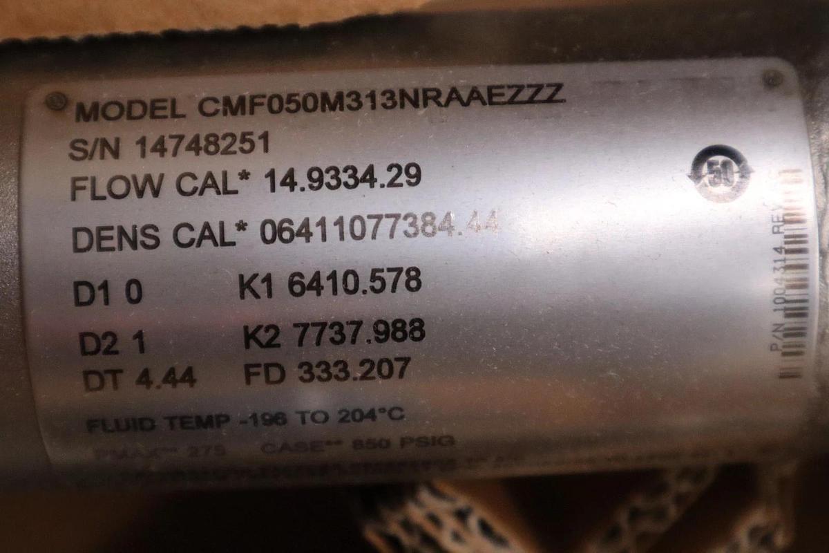 Used EMERSON CMF050M313NRAAEZZZ CORIOLIS METER ELITE 1/2 INCH DN15 - STOCK GF401
