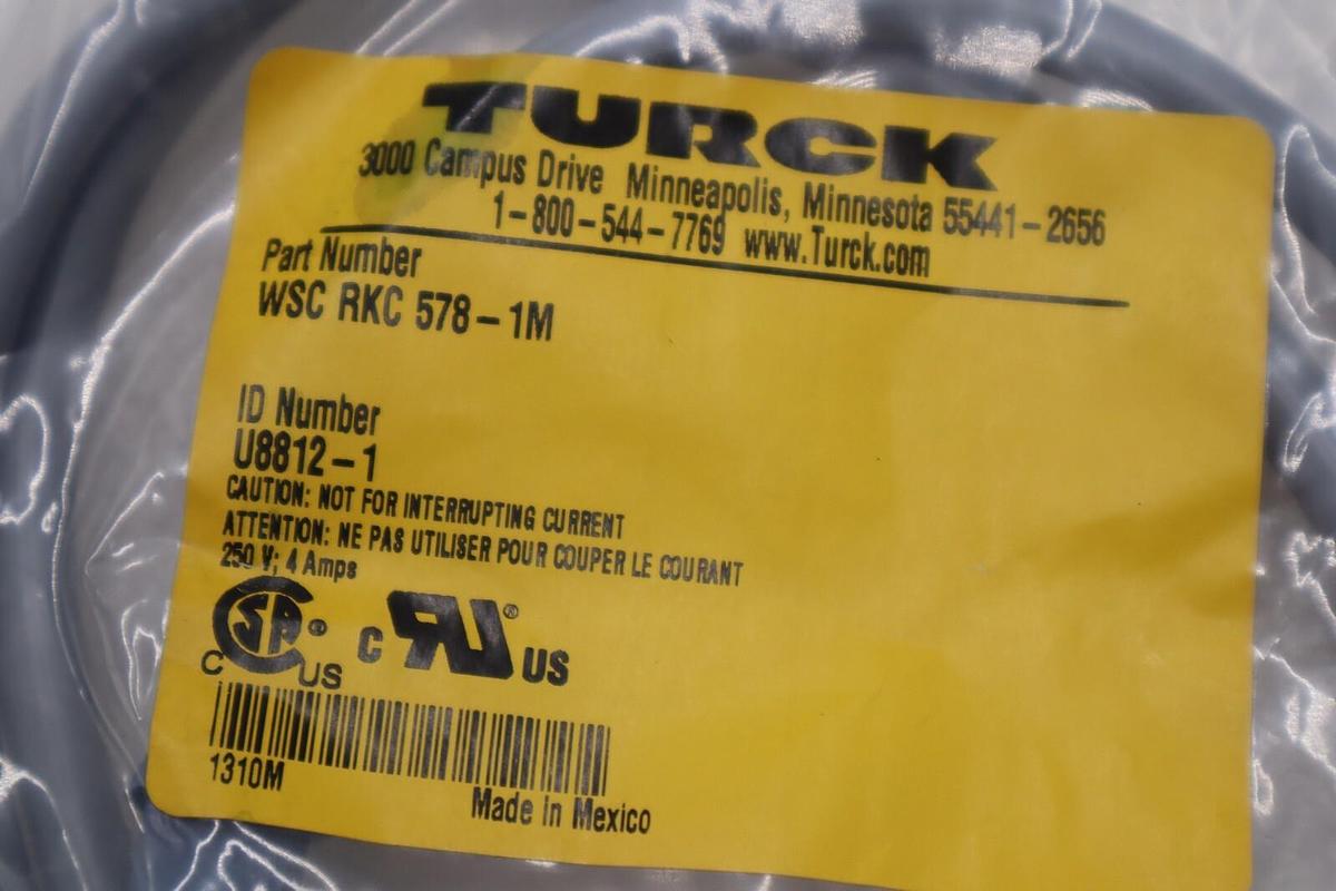 TURCK WSC RKC 578 -1M/ U8812-1 - CORD M12EUROFASTM STOCK K-3921