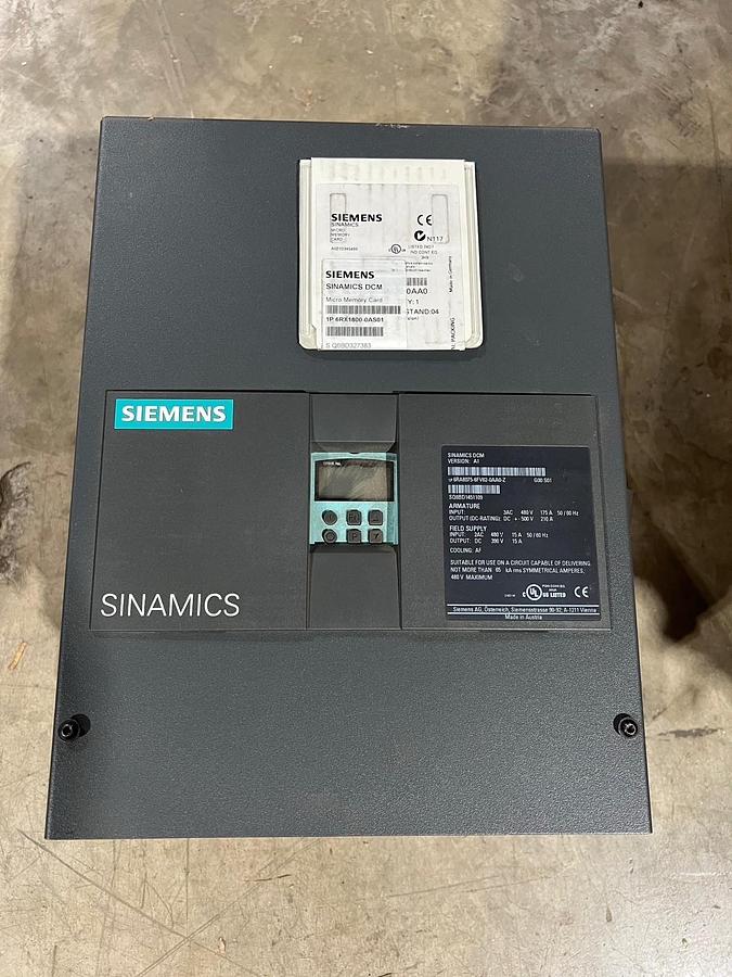 Used Siemens 6RA8075-6FV62-0AA0-Z G00 S01 DRIVE ARMATURE INPUT 50-480VAC - STK CC11