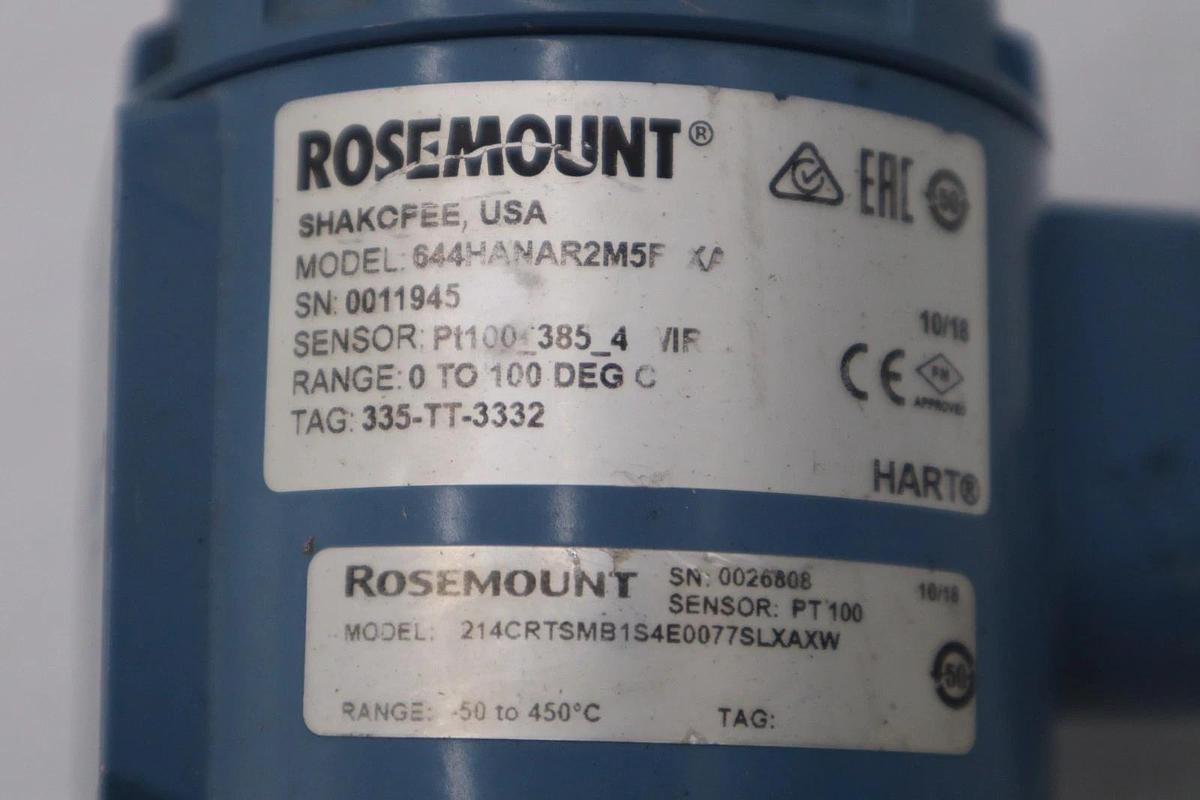Used Rosemount 214C Temperature Sensor 214CRTSMB1S4E0077SLXAXW -50 TO 450 C #3527A