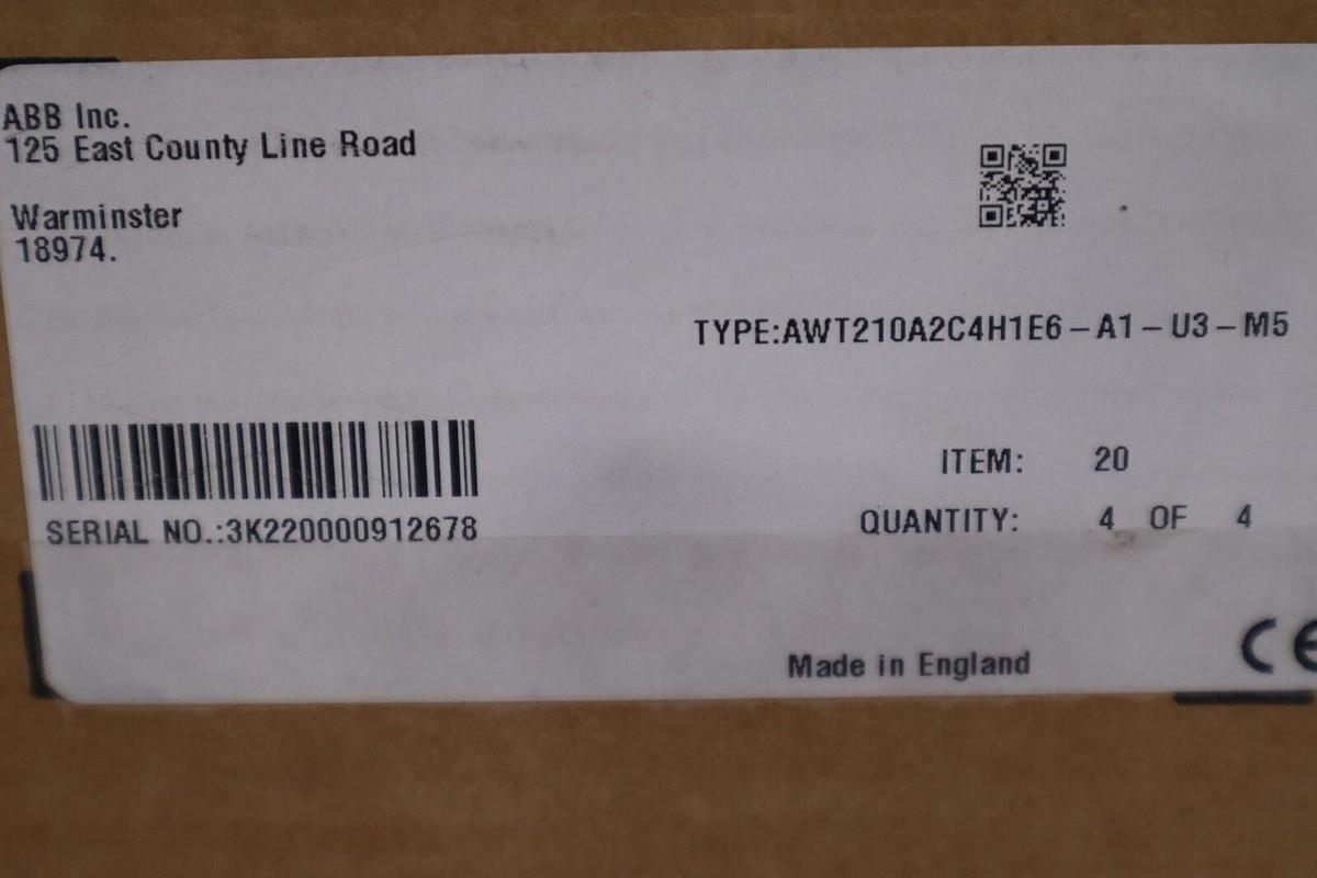 ABB AWT210 AWT210A2C4H1E6-A1-U3-M5 / AWT200062 2 WIRE TRANSMITTER CONTROL #G283
