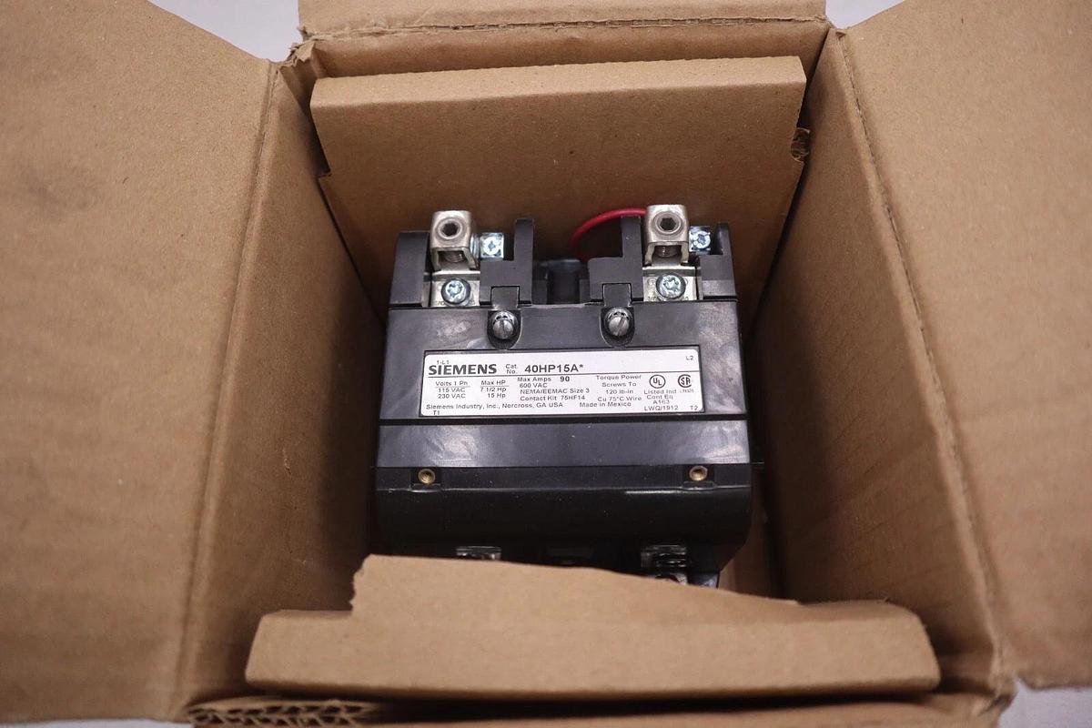 Used SIEMENS 40HP15AA CONTACTOR SZ3 1PH OPN 120/240V STOCK 4600