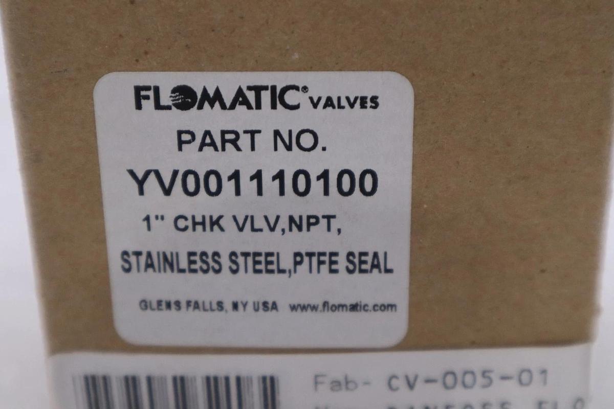 FLOMATIC YV001110100 VALVE CV-005-01 STAINLESS STEAL STOCK #K-3913A