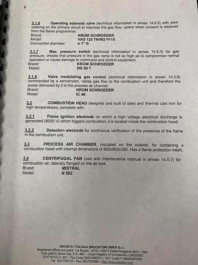 Used SIB SIBER MODEL 220 BURNER #2