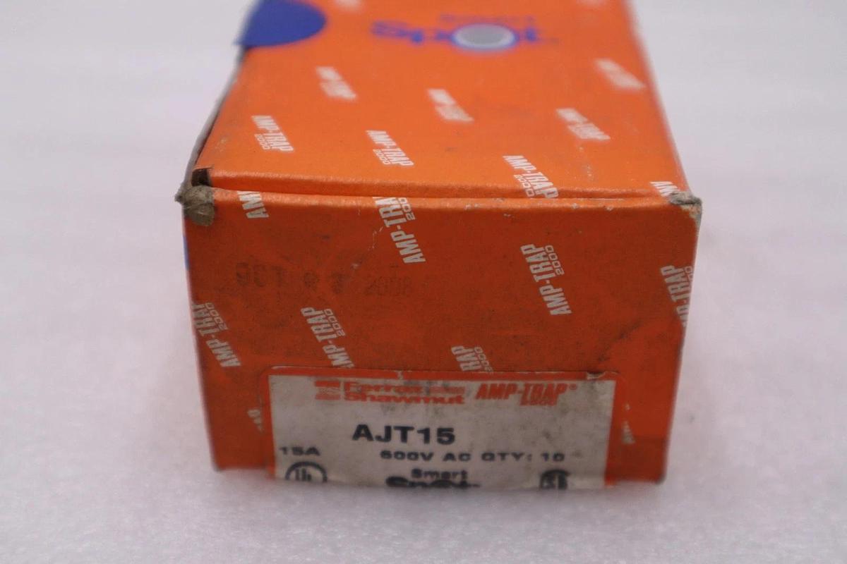 Used BOX OF 10 - Shawmut AJT15 Amp Fuses Smart Spot - STOCK H-1679A