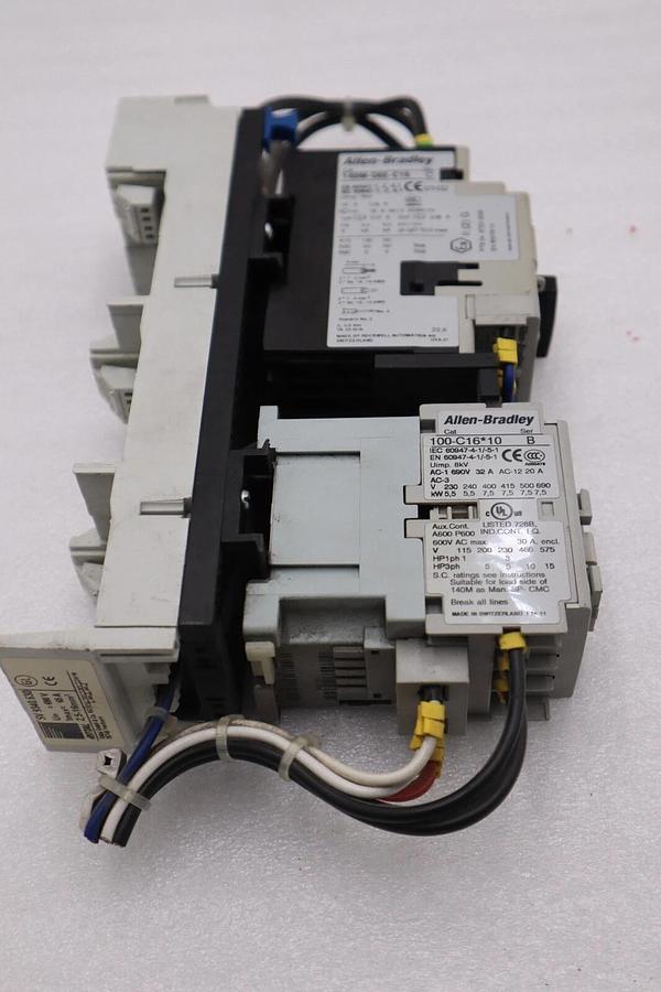 Used ALLEN BRADLEY 140M-D8E-C16 CIRCUIT BREAKER WITH 100-C16*10 CONTACTOR STOCK 717-A
