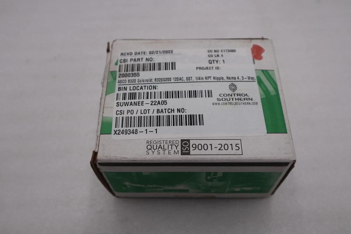 Used NEW  ASCO 8320G200 3-Way  STAINLESS SOLENOID VALVE 1/4" 120Vac STOCK G565