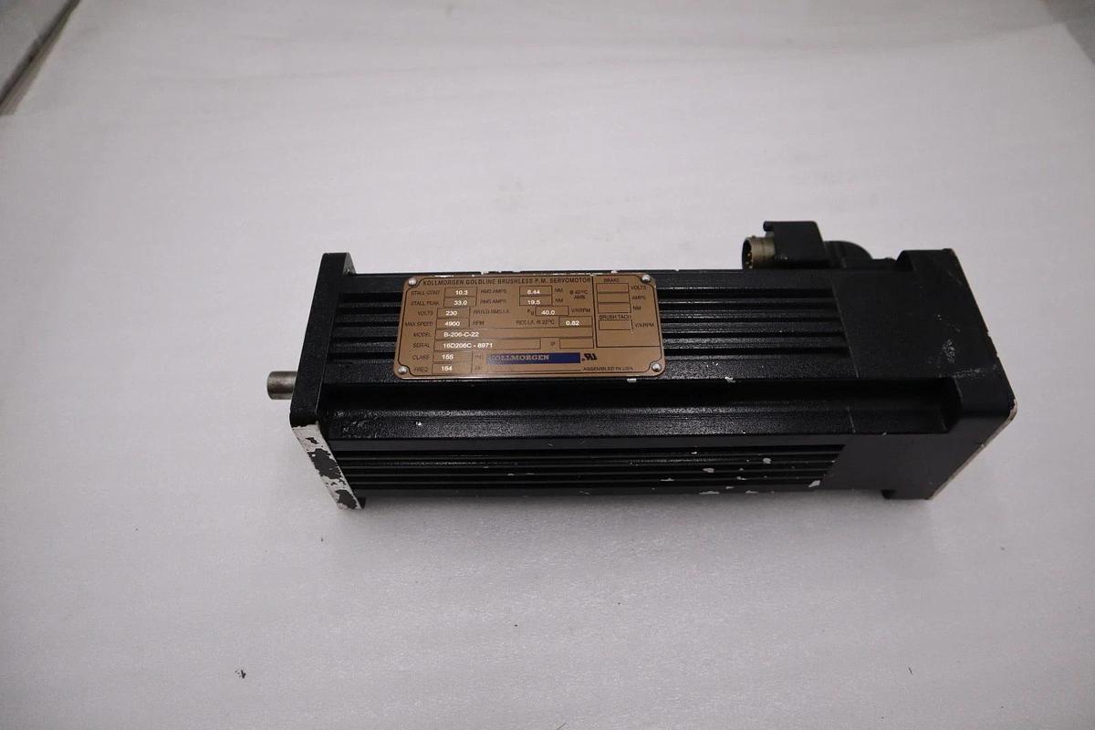 Used KOLLMORGEN B-206-C-22 Goldline Brushless P.M Servomotor STOCK H1254