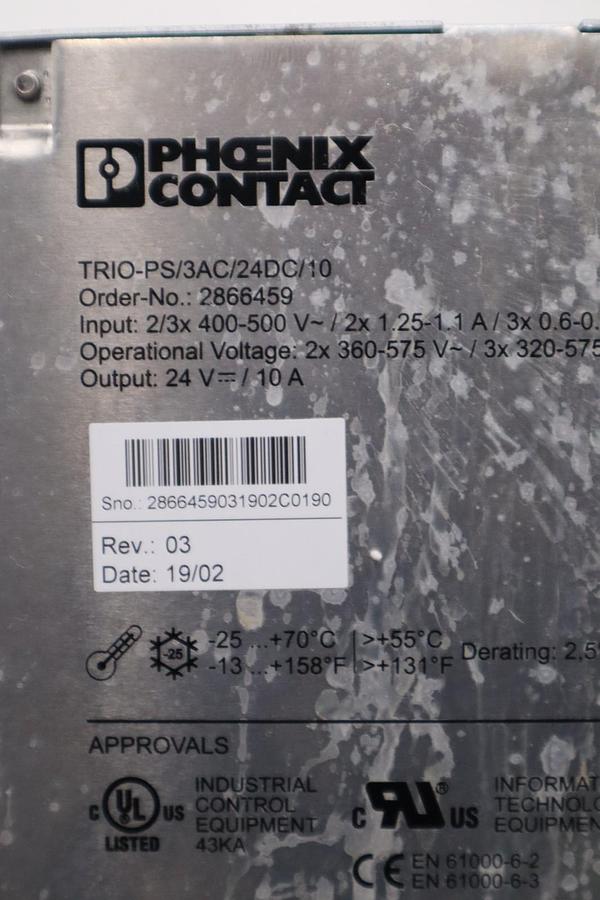 Used Phoenix Contact 2866459 TRIO-PS/3AC/24DC/10 Power Supply - STOCK H830C