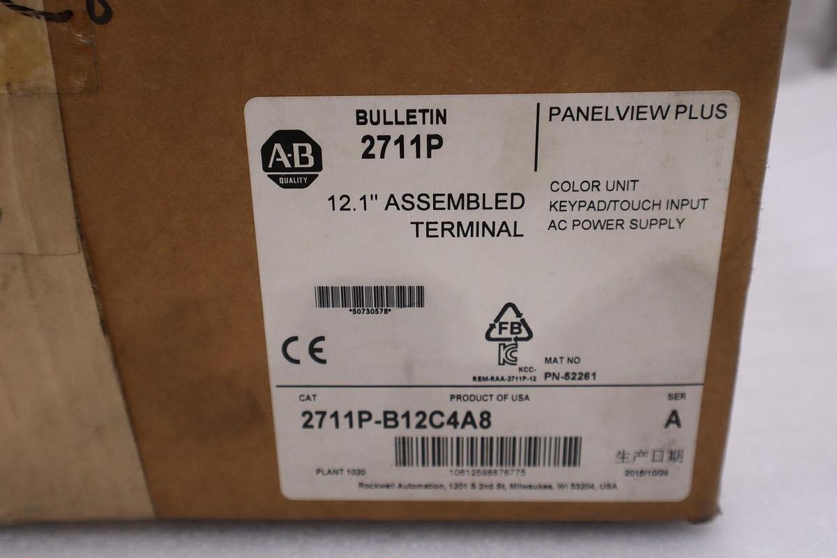 Used NEW ALLEN BRADLEY 2711P-BC12C4A8 PANELVIEW PLUS 1250 SER. A 12.1" 2711PBC12C4A8
