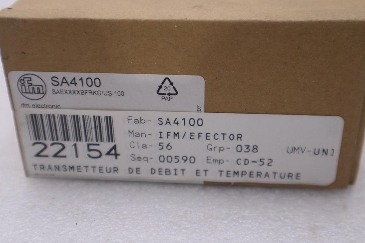 Used NEW OPEN BOX IFM Flow Sensor SA4100 SAEXXXXBFRKG/US-100 STK K1682A