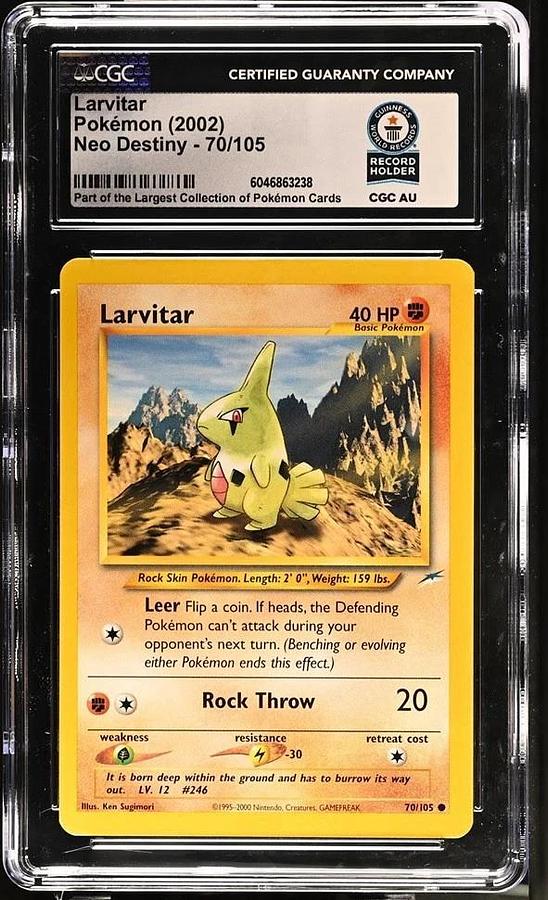 Used 2002 Pokemon Neo Destiny 70 Larvitar CGC WORLD RECORD 1/1 GUINNESS SLAB