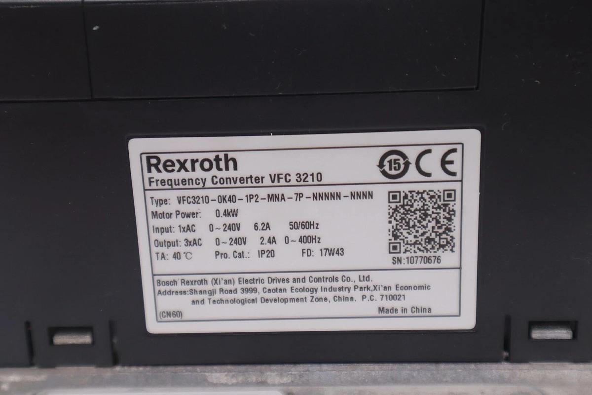 Used REXROTH VFC3210-0K40-1P2-MNA-7P-NNNNN-NNNN FREQUENCY CONVERTER STOCK K-1765