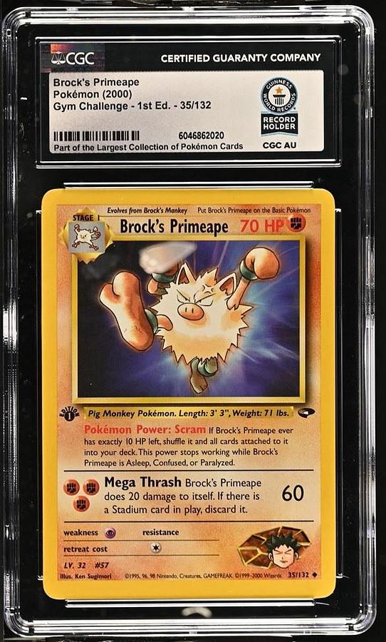 Used 2000 Pokemon Gym Challenge 1st Edition Brock's Primeape 35/132 CGC WORLD RECORD