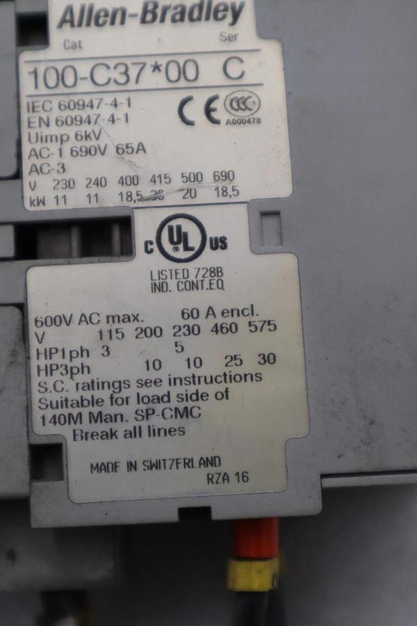 Used ALLEN BRADLEY 140M-F8E-C45/100-C37*00 MOTOR CIRCUIT BREAKER STOCK 3988-A