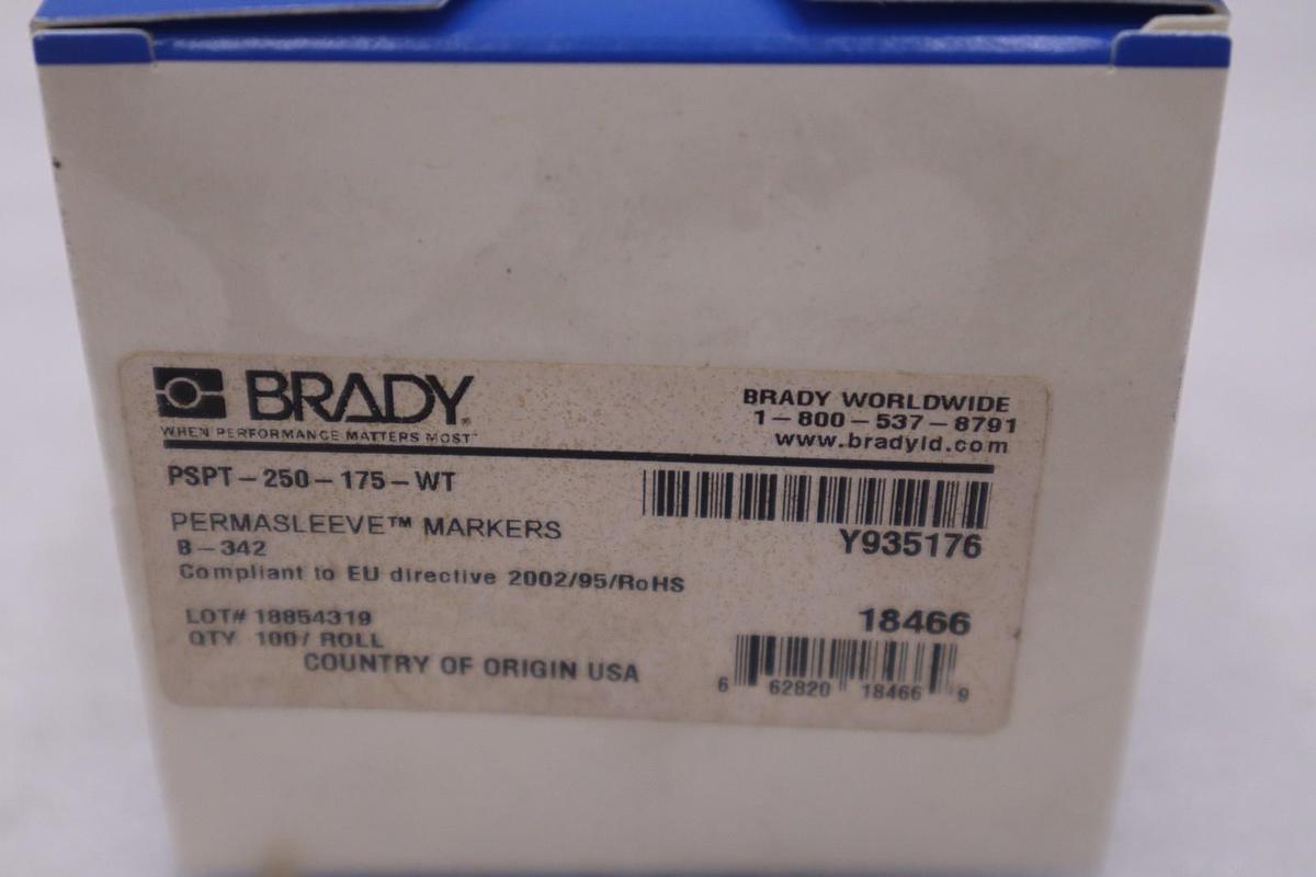 Brady PSPT-250-175-WT Heat Shrink Wire Marker Sleeve - STOCK 5812A