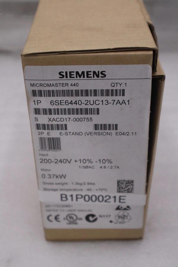 Used 6SE6440-2UC13-7AA1 NEW SIEMENS MICROMASTER 440 Inverter NEW IN BOX STOCK GF-1385