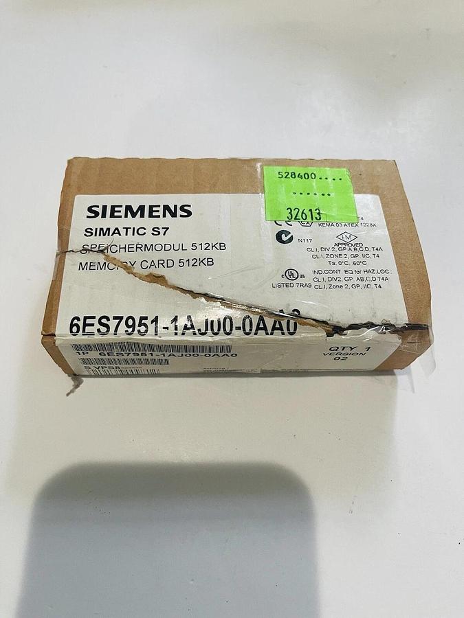 SIEMENS 6ES7951-1AJ00-0AA0 SIMATIC S7 SIMATIC S7 512KB/16BIT MEMORY CARD #K-1168