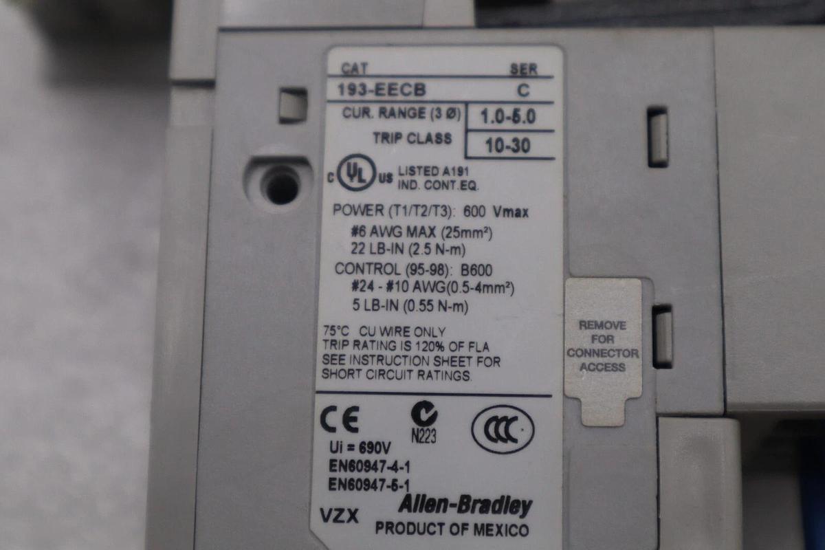 Used ALLEN BRADLEY 193-EECB/ 100-C09Z*10 E1 PLUS Overload Relay 1-5A STOCK L-460C