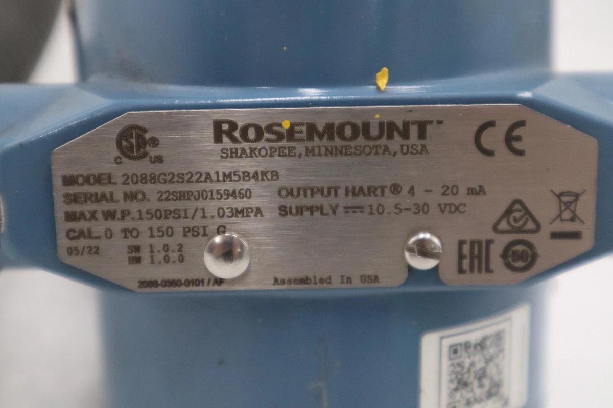Used Rosemount 2088G2S22A1M5B4KB Absolute and Gauge Pressure Transmitter #1830B