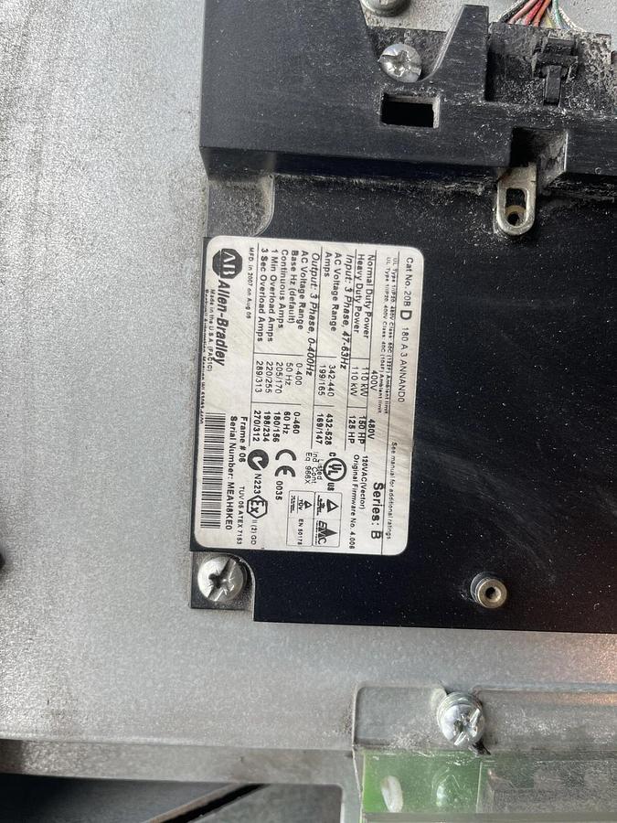 Used Allen Bradley 20BD180A3ANNAND0 SERIES B POWERFLEX 700 DRIVE VFD 150 HP S-151A