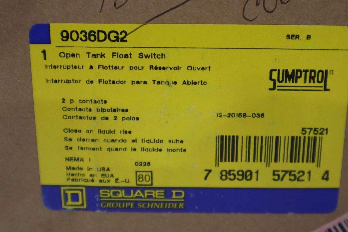 NEW OPEN BOX Square D 9036DG2 Open Tank Float Switch STOCK H-211 785901576433