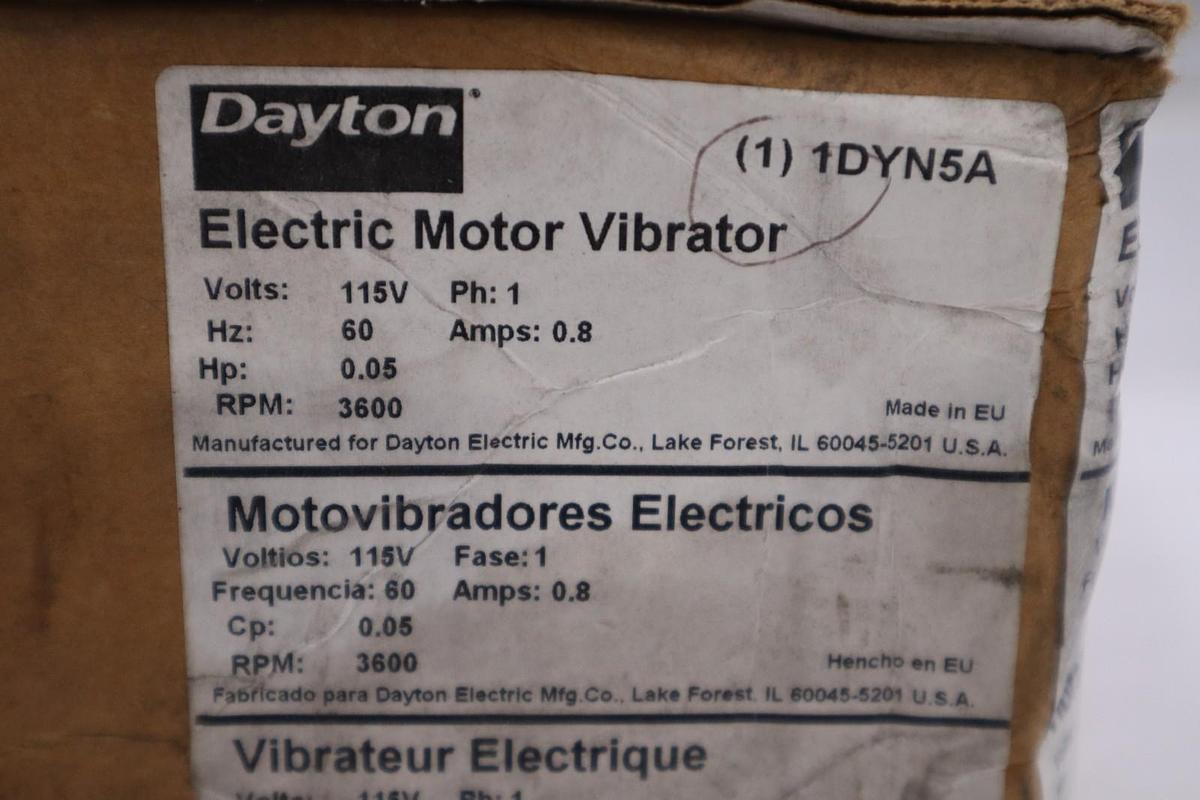 NEW DAYTON 1DYN5A Electric Motor Vibrator 115 VAC 3600 RPM Single Phase #3840CC