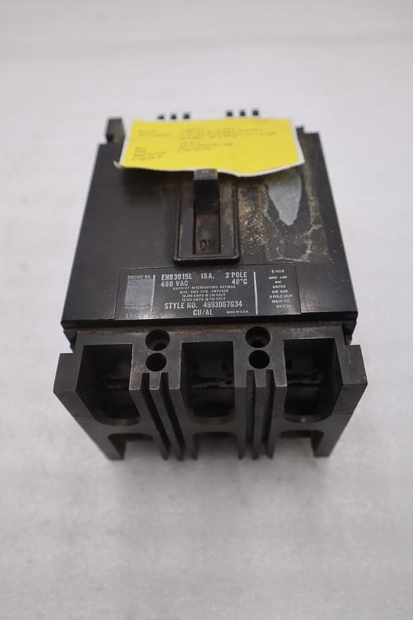 Used WESTINGHOUSE EHB3015L 3 POLE 15 AMP 15A 480V CIRCUIT BREAKER STK CC244