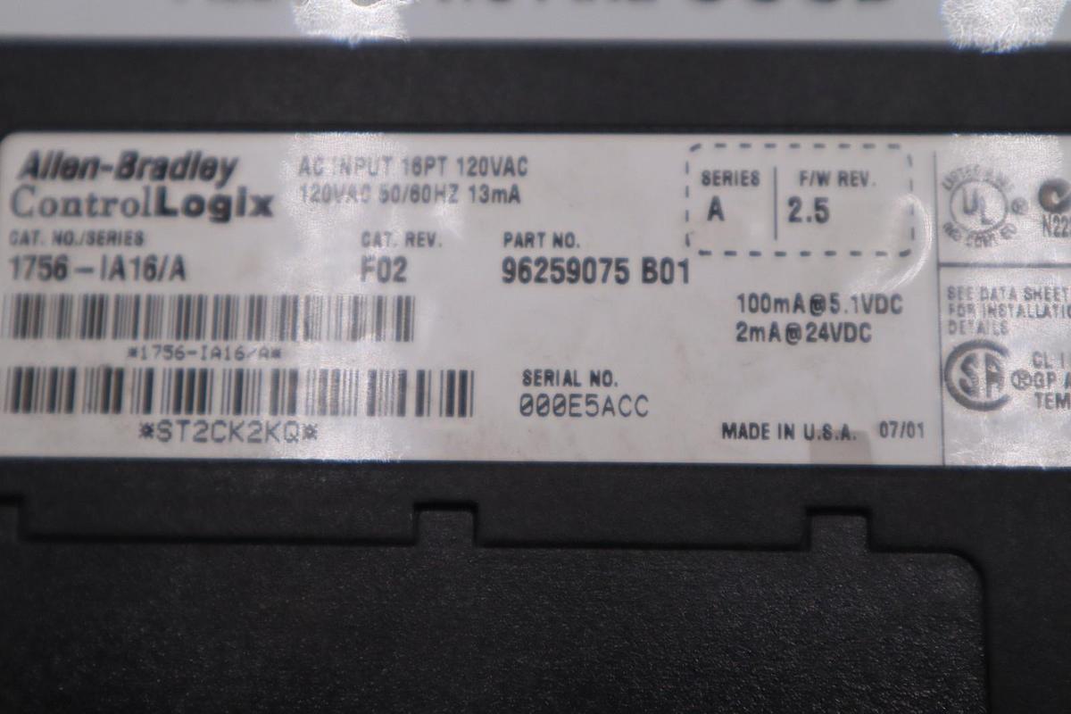 Used Allen-Bradley ControlLogix PLC Input Module 1756-IA16/A STOCK K-923B