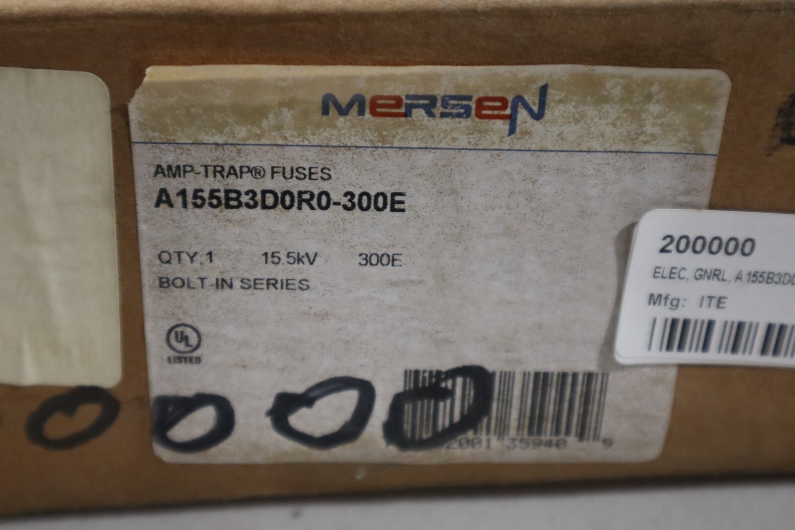 Used Mersen Ferrraz Shawmut Fuse A155B3D0R0-300E NEW IN BOX STOCK G158