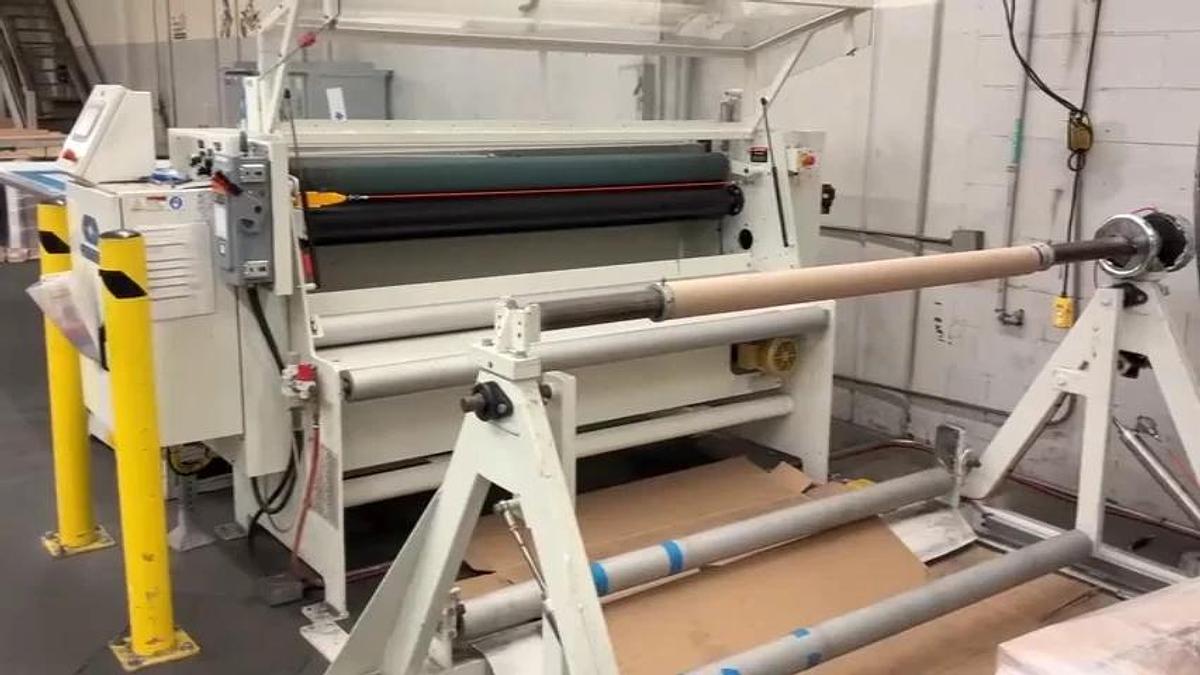 Used 74" WIDE CONTECH MODEL OS-74 SERVO SHEETER AUTOMATED ROLL CUTTER ALLEN BRADLEY