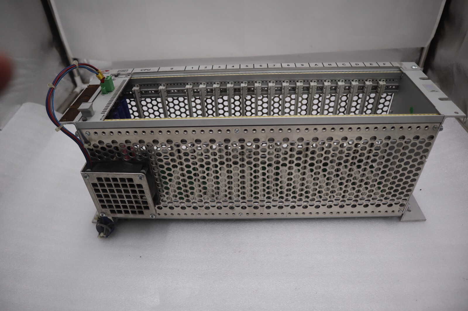 Used PASABAN PLC RACK WITH POWER SUPPLY CARD MODEL MTC-3044 STOCK 4836-A