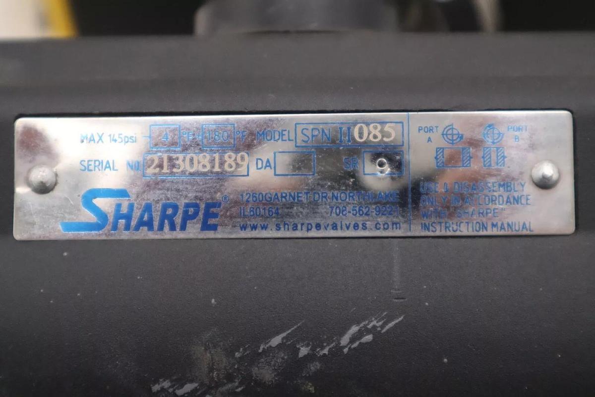 Used Sharpe SPN II 085 Double Acting Rack and Pinion Pneumatic Actuator STOCK 1550-A