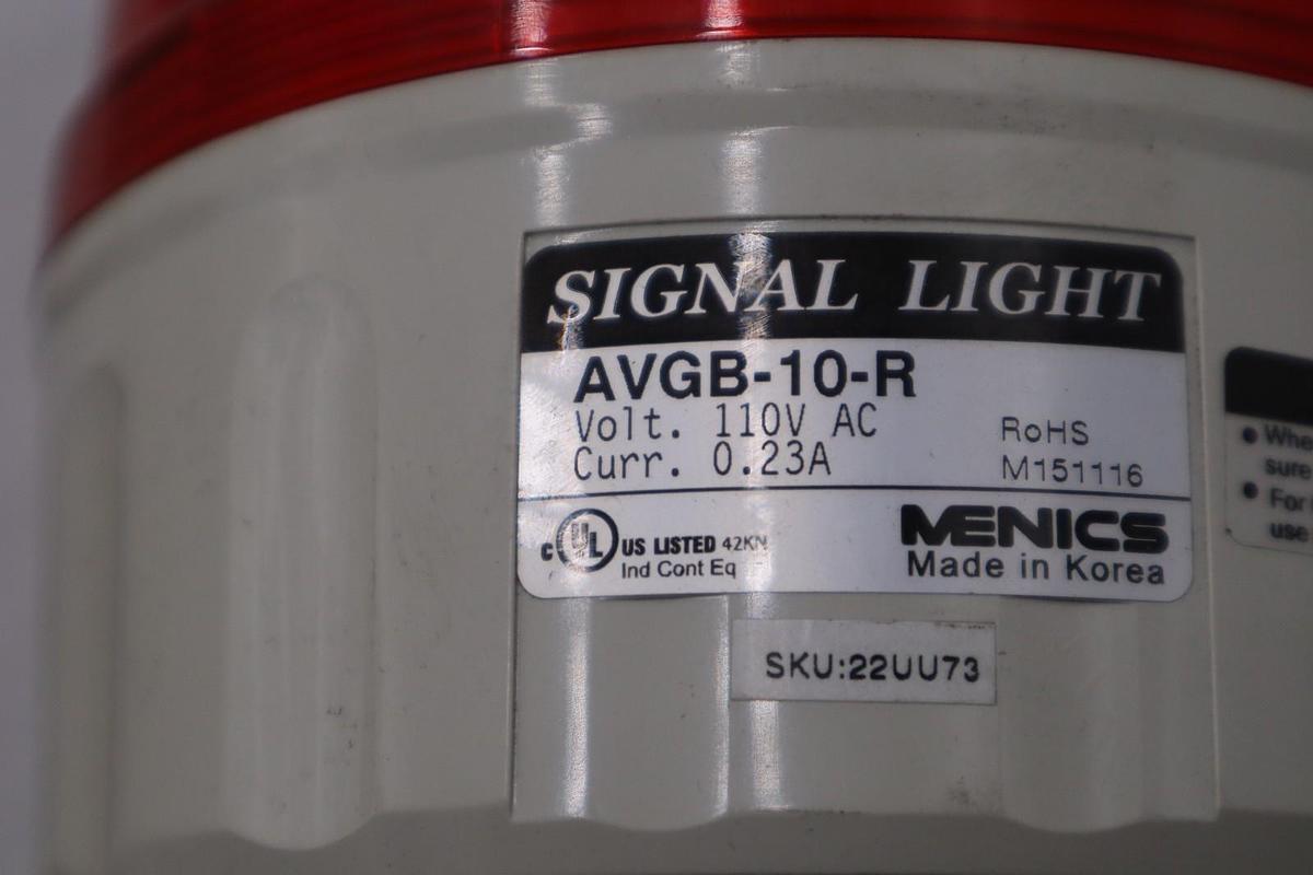MENICS AVGB-10-R SIGNAL LIGHT 110 VAC 220MA 25W - STOCK 5649CC