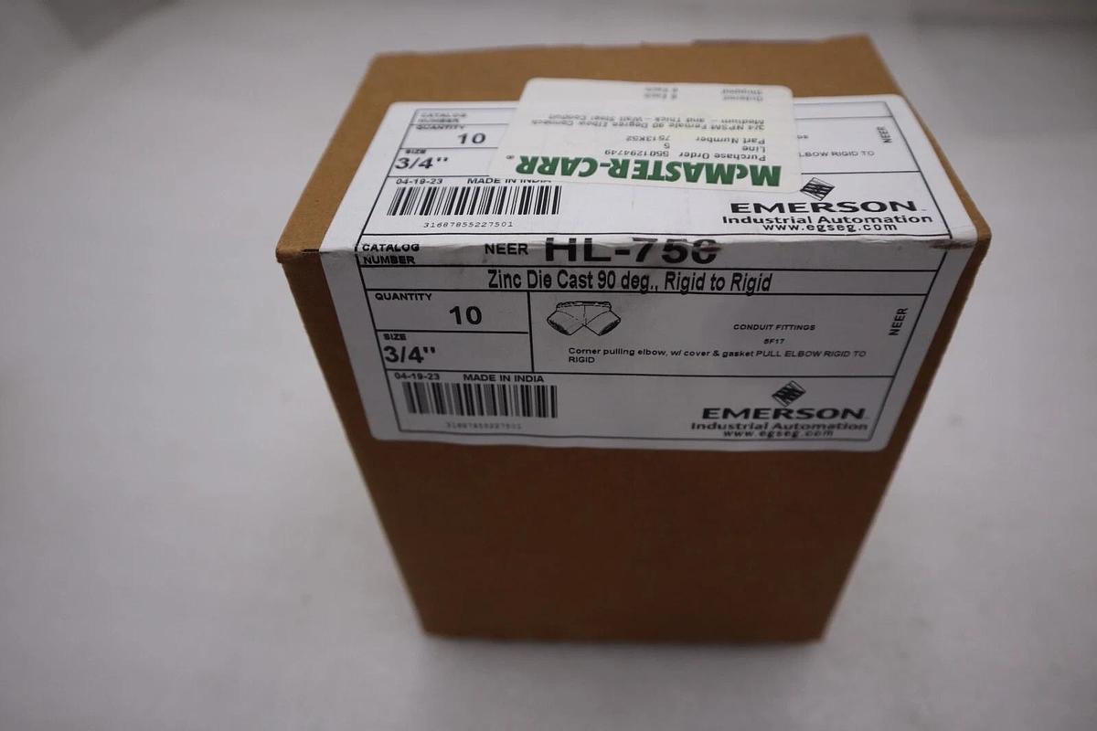 Used New Emerson HL-750 Conduit Fittings 3/4" 90 degree Pack of 10 STOCK H288
