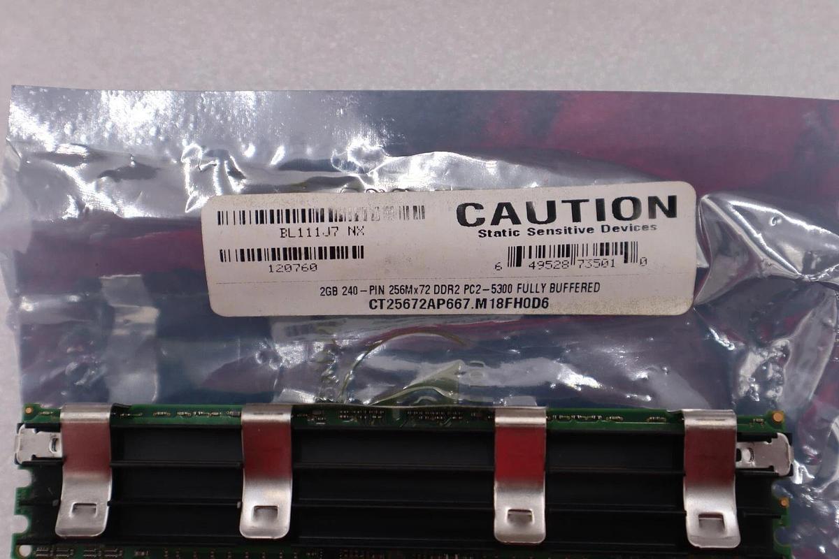 Used CRUCIAL PC2-5300 1GB DDR2 FULLY BUFFERED STOCK #K-1522A
