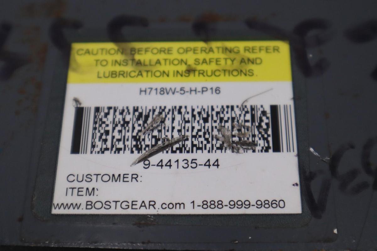 Used BOSTON GEAR H718-5-H-P16 Right Angle Hollow Shaft Worm Gear Speed Reducer #H981