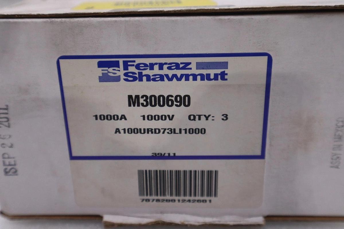 Used BOX OF THREE NEW IN BOX FERRAZ SHAWMUT MERSEN M300690 FUSES STOCK GF-297A