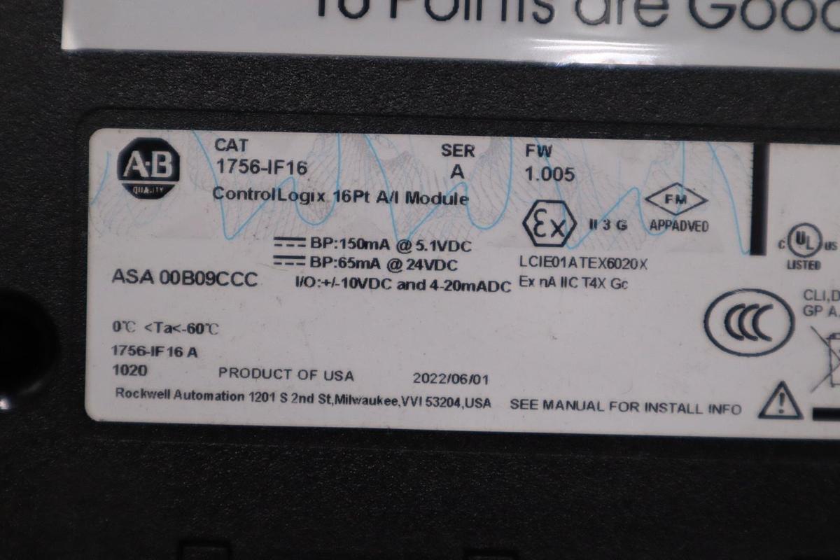 Used Allen-Bradley 1756-IF16 ControlLogix 16 Point Analog Input Module - STOCK GF75A