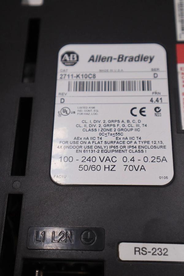 Used NEW Allen Bradley 2711-K10C8 / D FRN 4.41 PanelView 1000 SCREEN HMI STOCK 3830CC