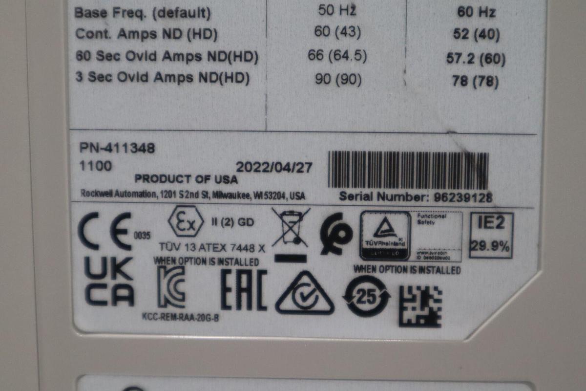 Used Allen Bradley PowerFlex 755 DRIVE 20G11ND052JA0NNNNN 40 HP 480V NEW STOCK 5668
