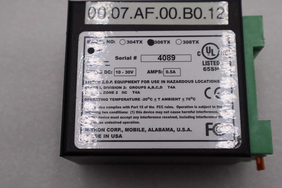 Used N-TRON 306TX 6 PORT INDUSTRIAL ETHERNET SWITCH 10/100 BASE 10-30VDC 0.5A #L-608