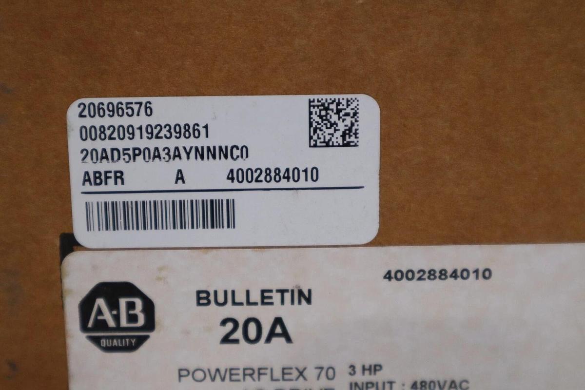Allen-Bradley 20AD5P0A3AYNNNC0 PowerFlex 70 Adjustable Drive NEW IN BOX #H862