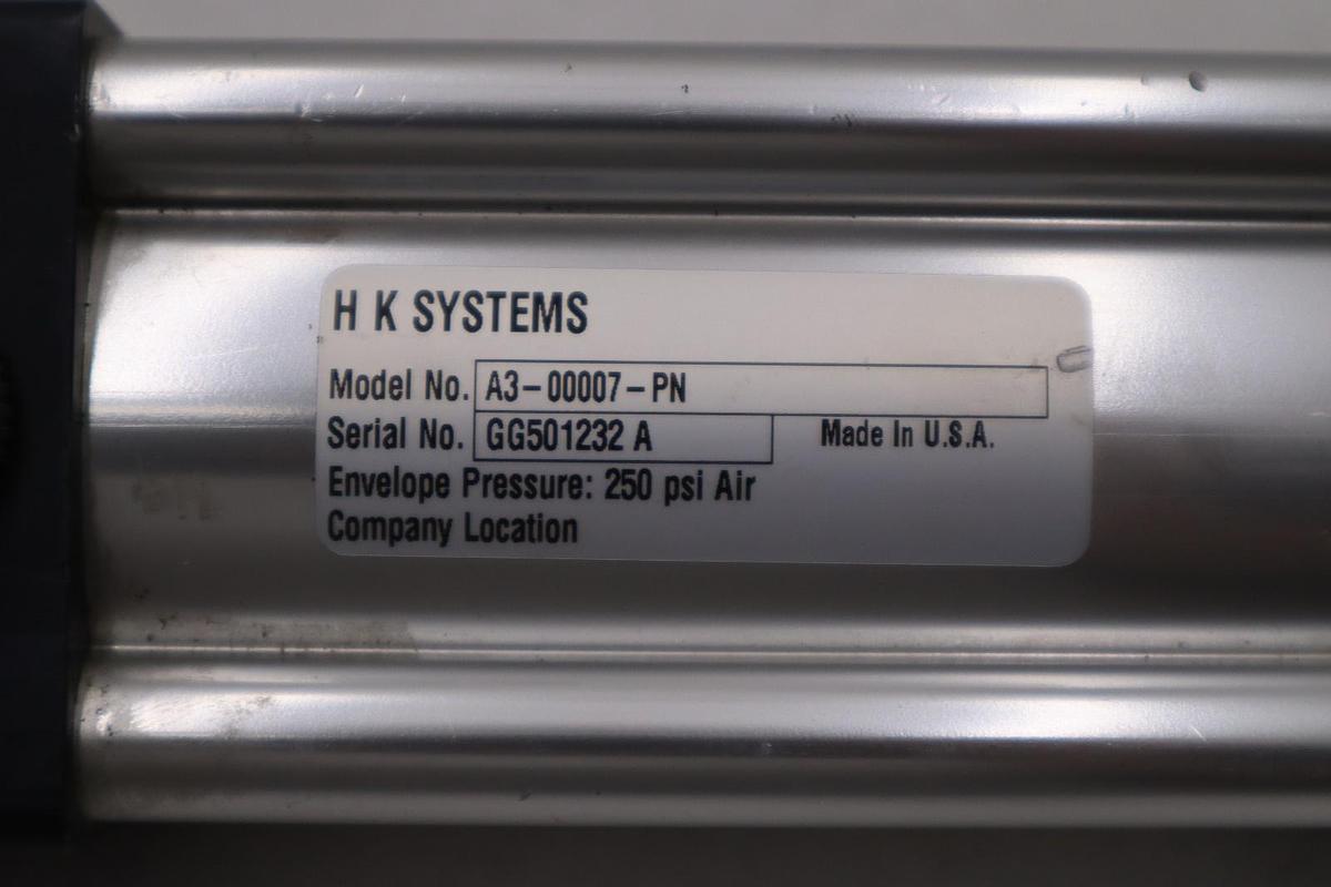 Used H K Systems Pneumatic Cylinder A3-00007-PN/ GG501232 A 250 PSI STOCK H1507