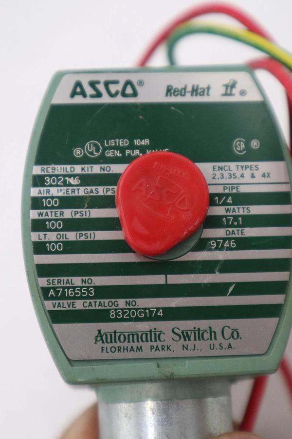 Used ASCO 8320G174 110/120V 100PSI 1/4" NEW UNIT STOCK H1180A