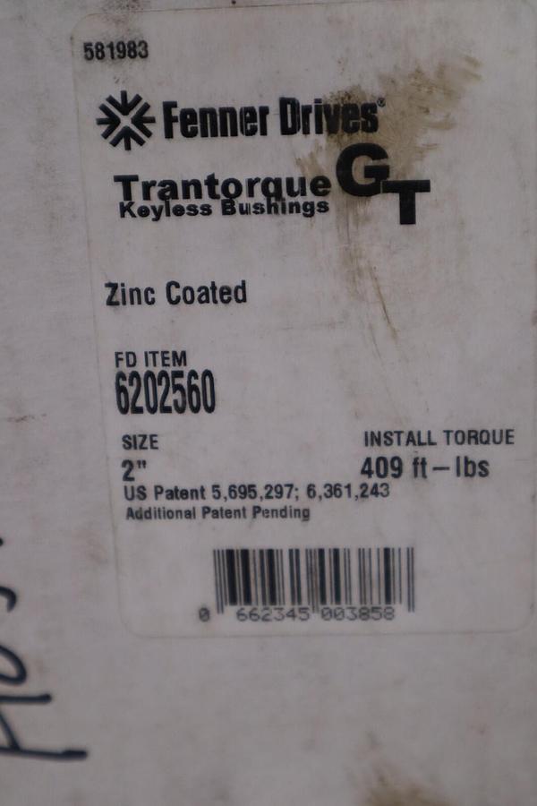 NEW IN BOX FENNER 6202560 / 6202560 2" KEYLESS BUSHINGS STOCK H843
