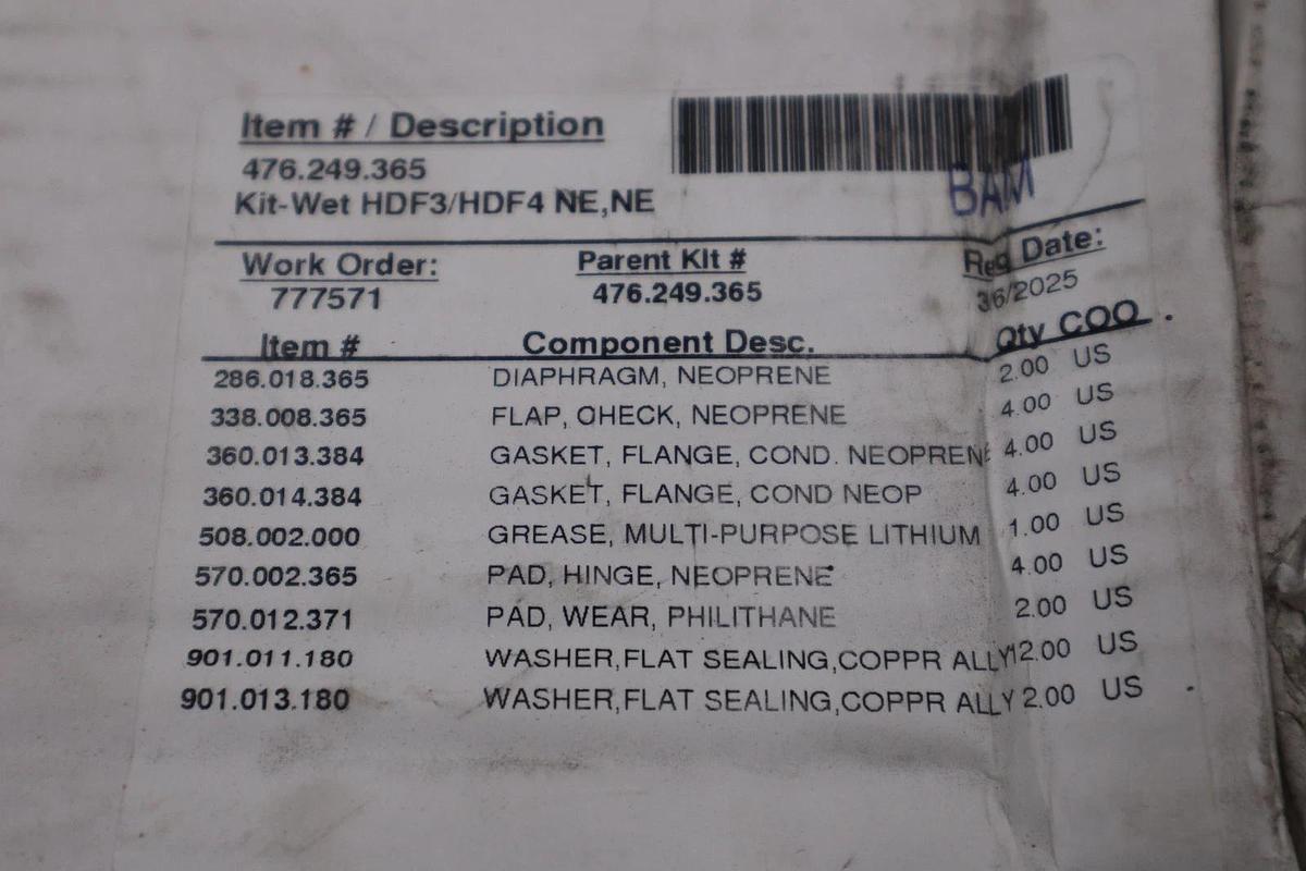 Used SANDPIPER 476.249.365 KIT-WET HDF3/HDF4 NE NE - NEW - STOCK 4903CC